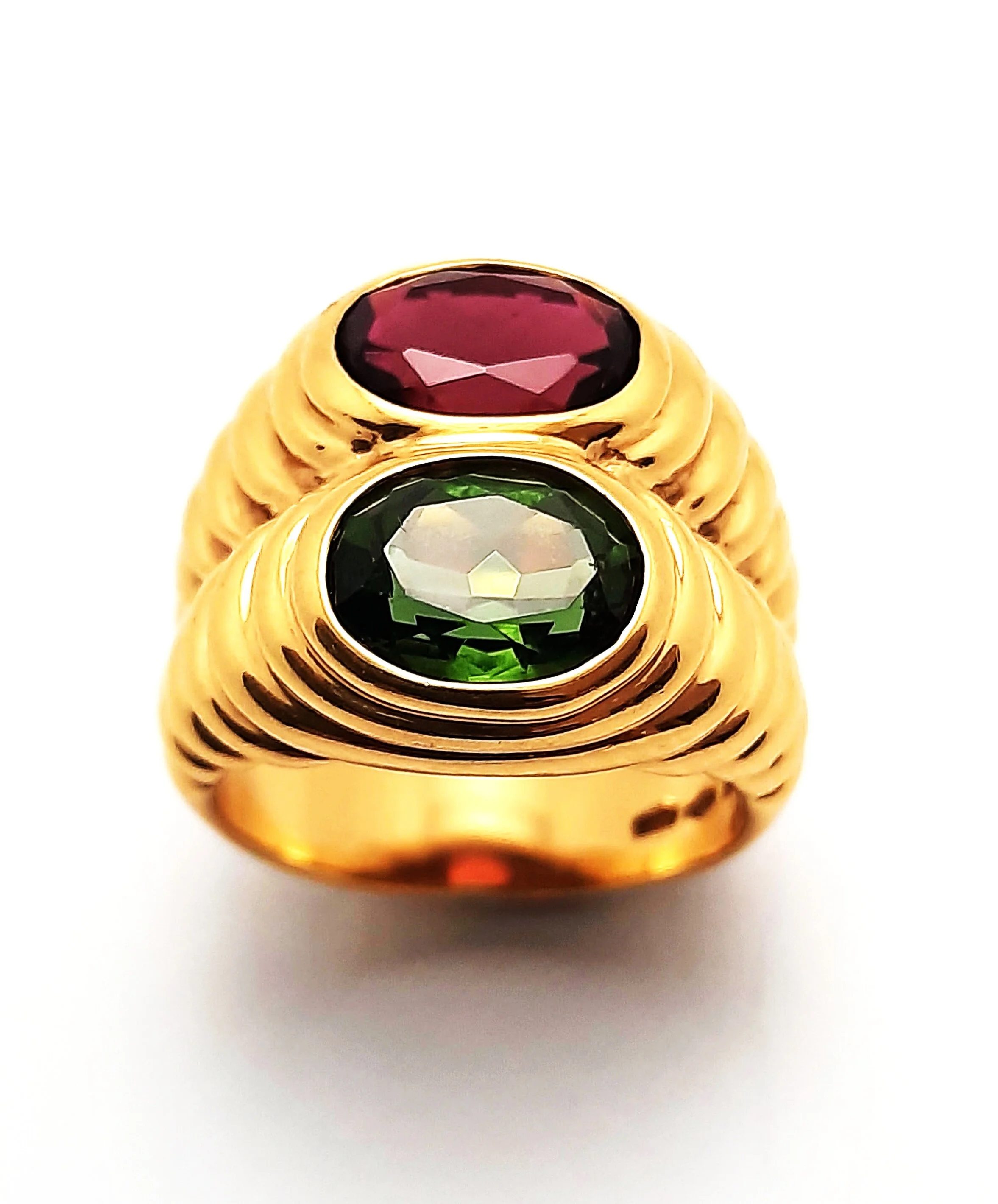 1980's Bulgari Doppio Gold & Tourmaline Ring — arts